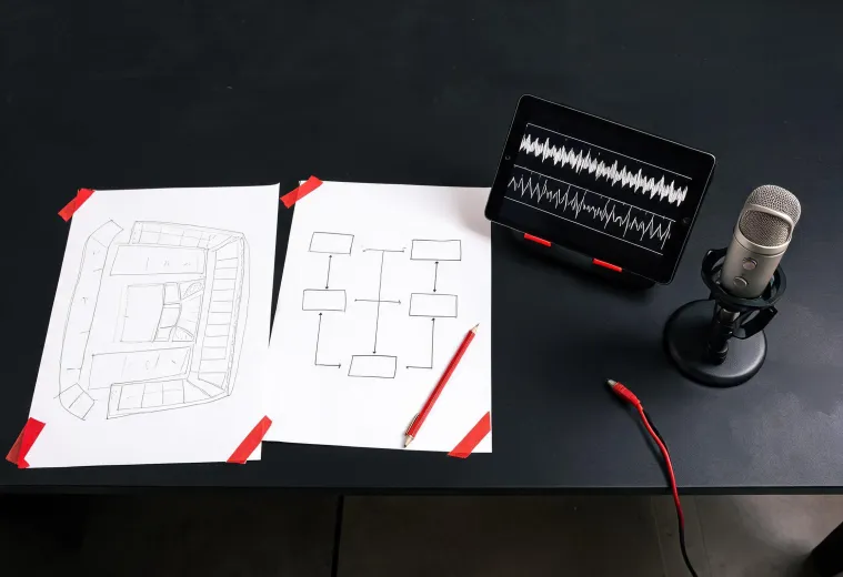 Audio system brief with venue drawing and signal flow notes