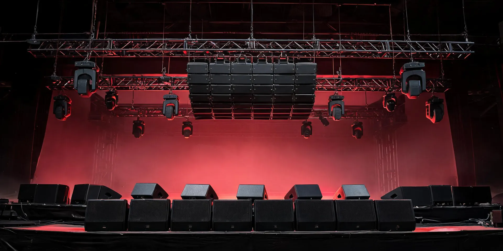Electro-Voice professional loudspeaker lineup on a live production stage